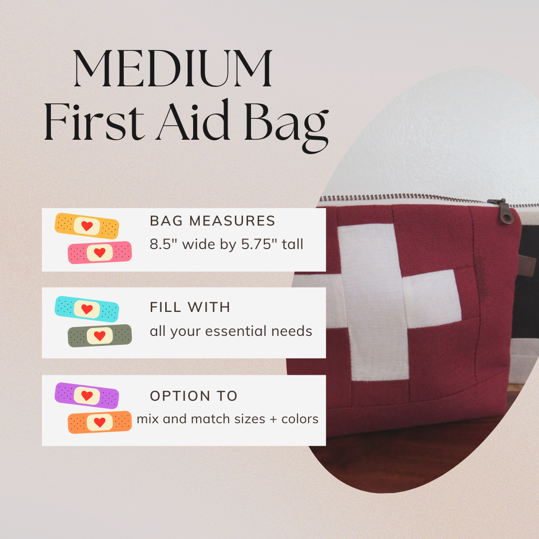 Medium Black First Aid Kit • White Cross