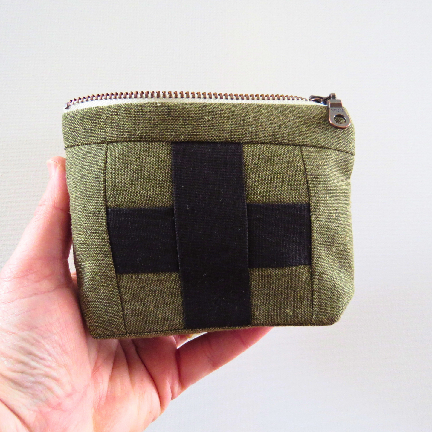 Mini Army Green First Aid Kit • Black Cross