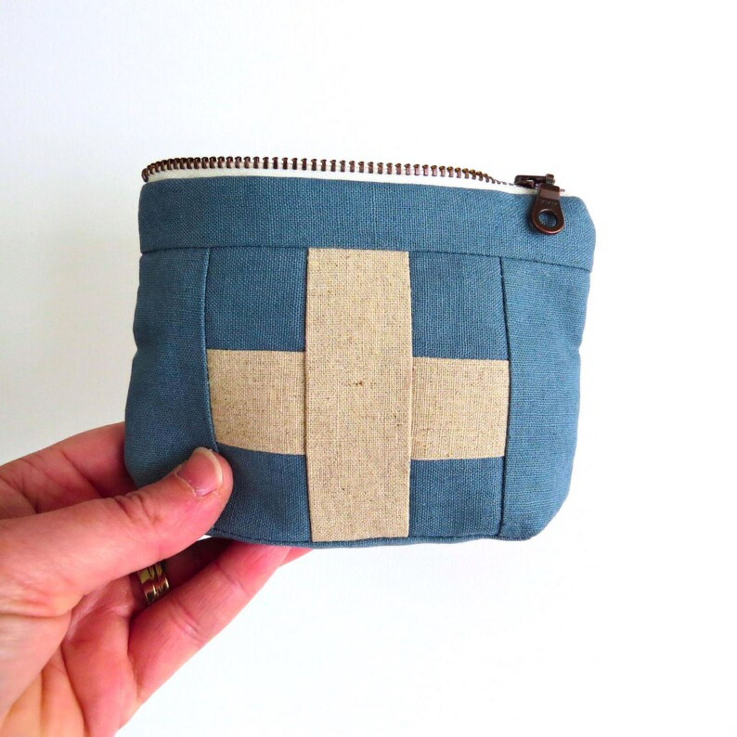 Mini Rain Blue First Aid Kit • Cream Cross