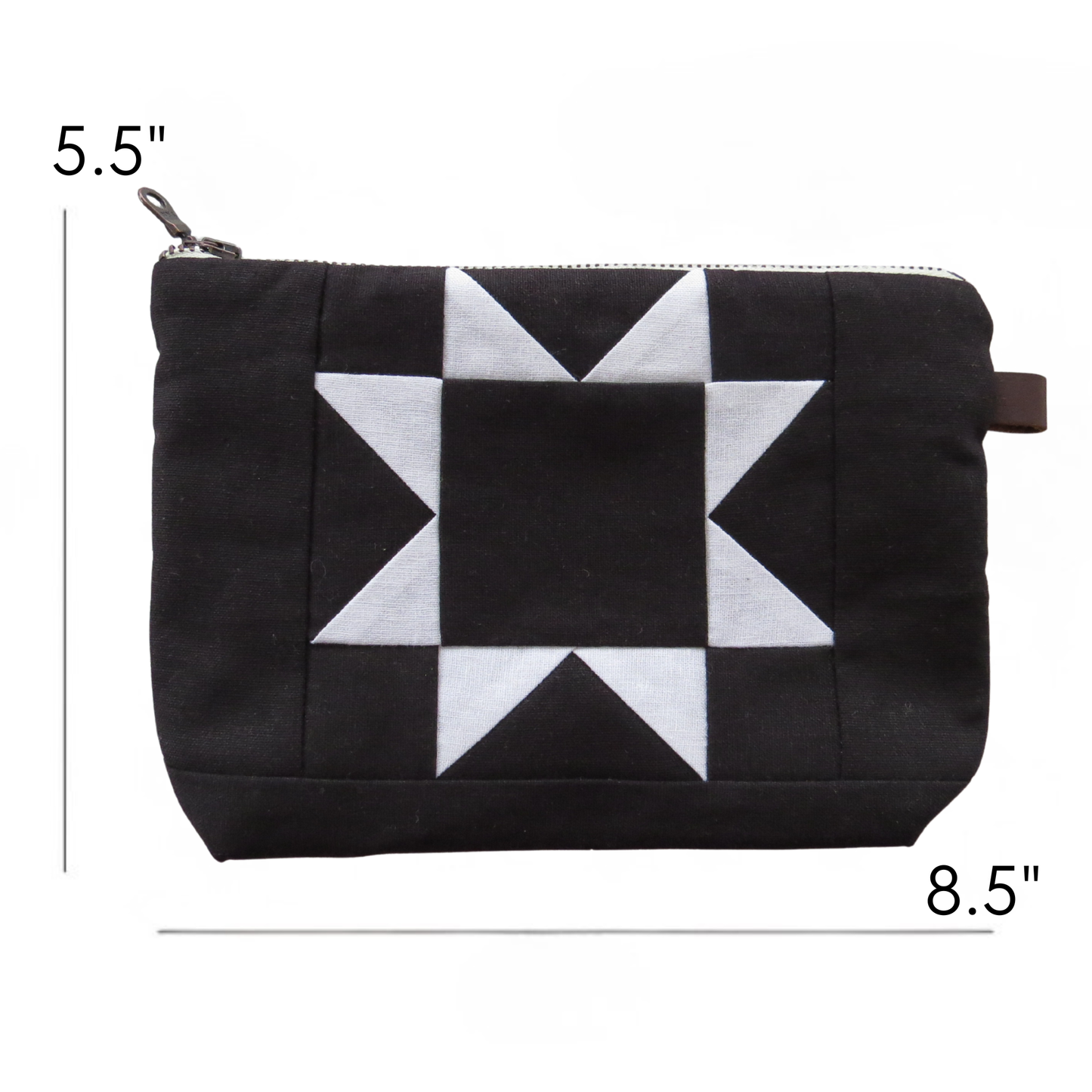 Medium Black Sawtooth Star Zipper Pouch • Project Bag