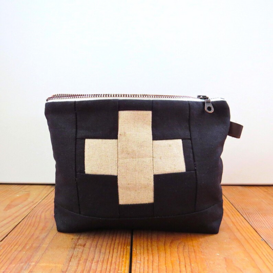 Medium Black First Aid Kit • Cream Cross