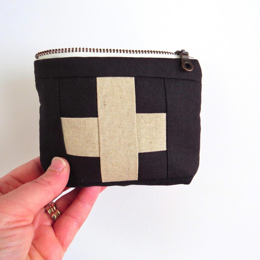 Mini Black First Aid Kit • Cream Cross