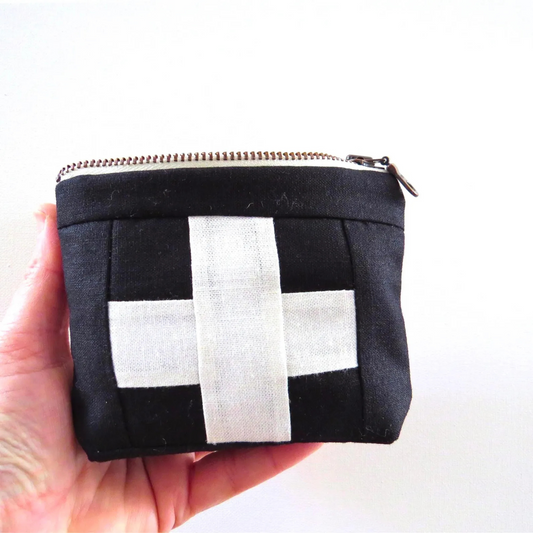 Mini Black First Aid Kit • White Cross