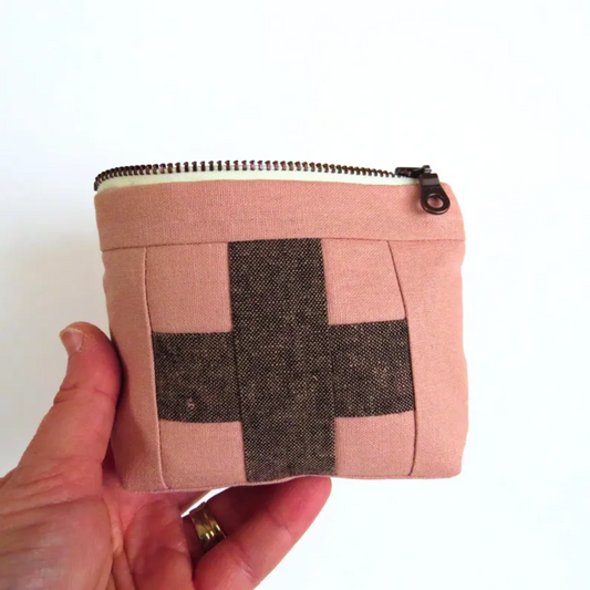 Mini Blush Pink First Aid Kit • Tobacco Brown Cross