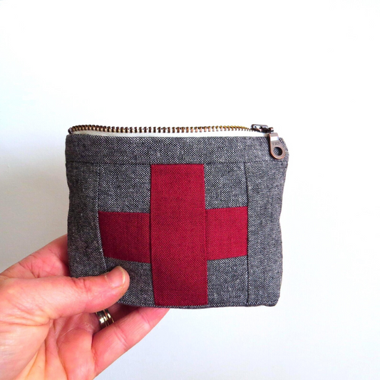 Mini Charcoal Gray First Aid Kit • Red Cross
