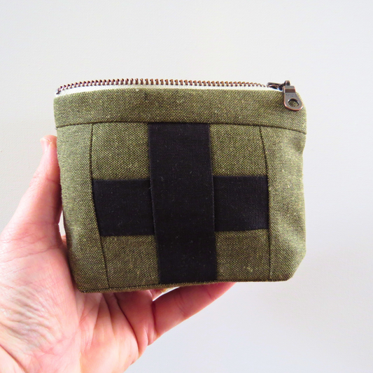 Mini Army Green First Aid Kit • Black Cross