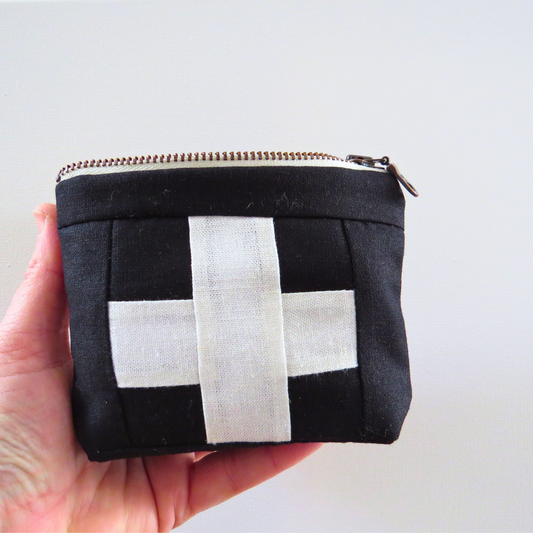 Mini Black First Aid Kit • White Cross