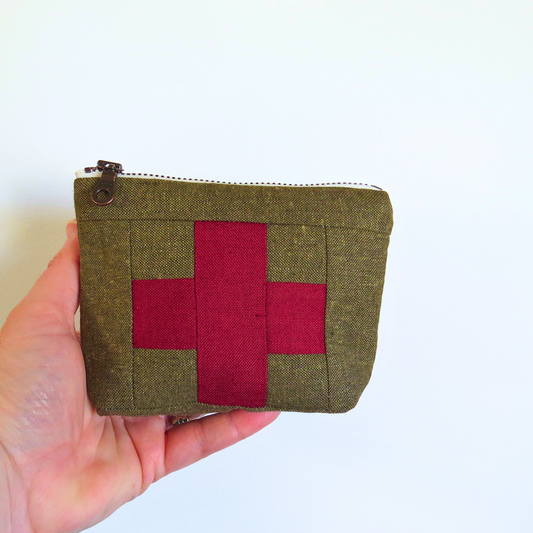 Mini Army Green First Aid Kit • Red Cross