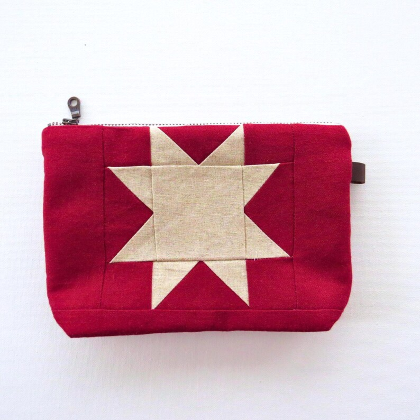 Medium Red Sawtooth Star Zipper Pouch • Project Bag