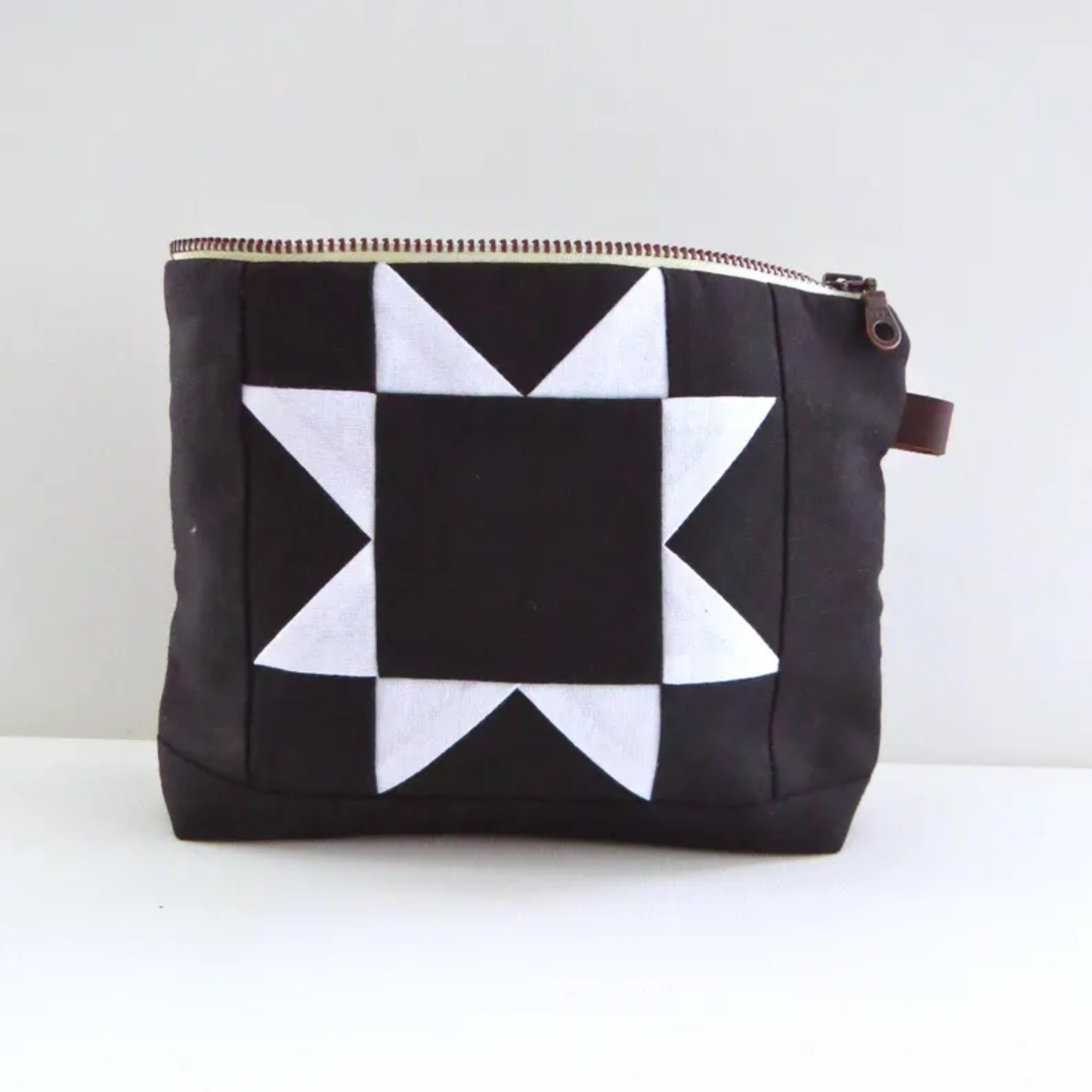 Medium Black Sawtooth Star Zipper Pouch • Project Bag