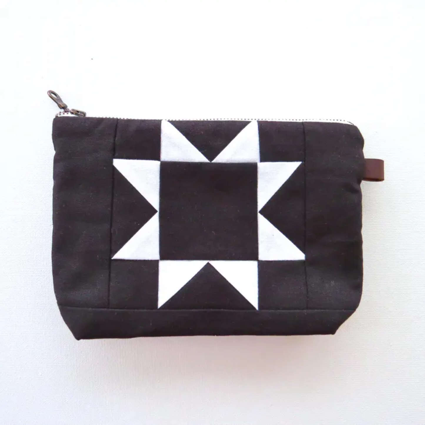 Medium Black Sawtooth Star Zipper Pouch • Project Bag
