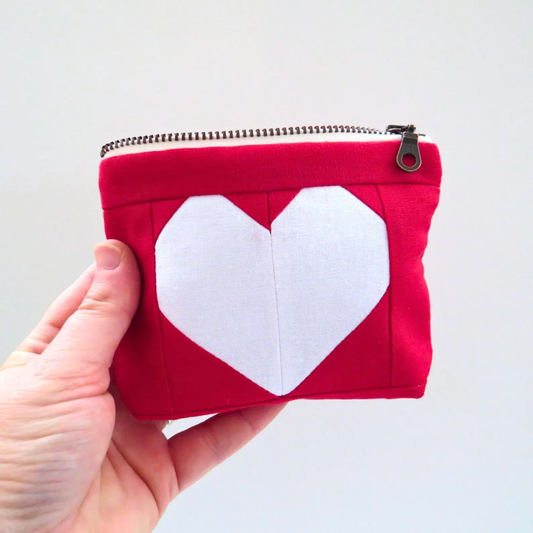 Red Heart Zipper Pouch