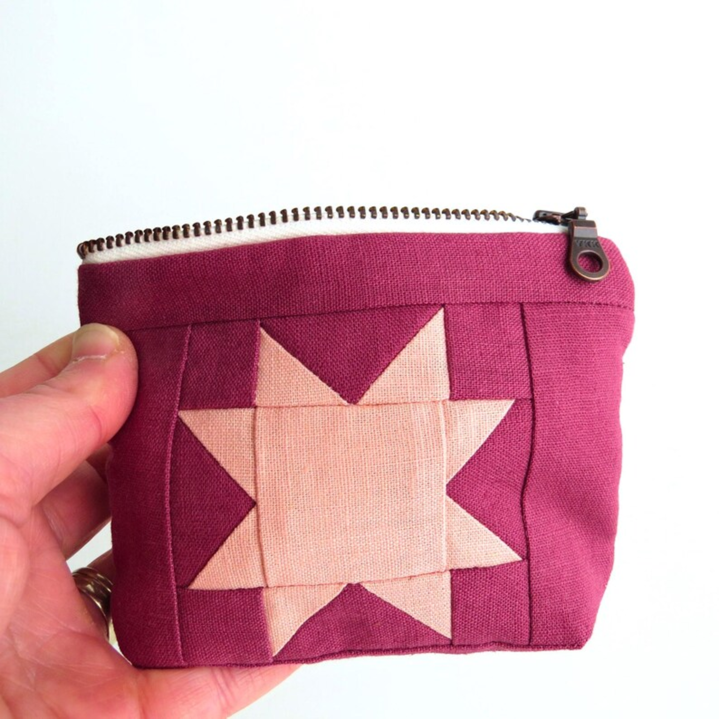 Mulberry Sawtooth Star Zipper Pouch • Rose Star