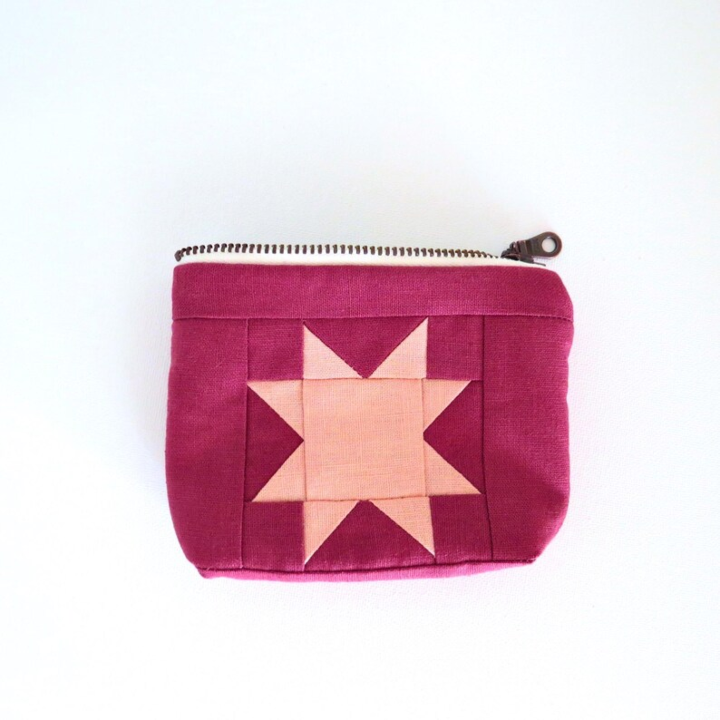Mulberry Sawtooth Star Zipper Pouch • Rose Star