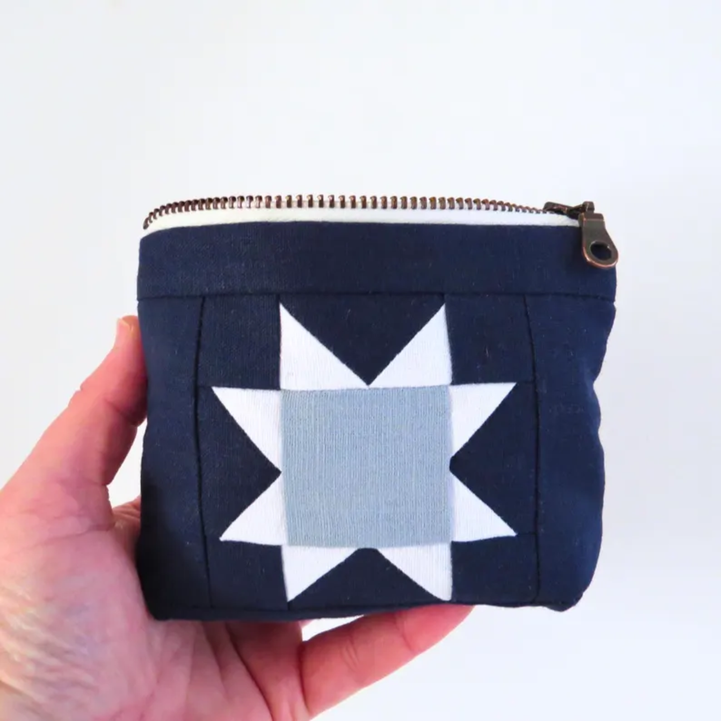 Navy Freedom Sawtooth Star Zipper Pouch