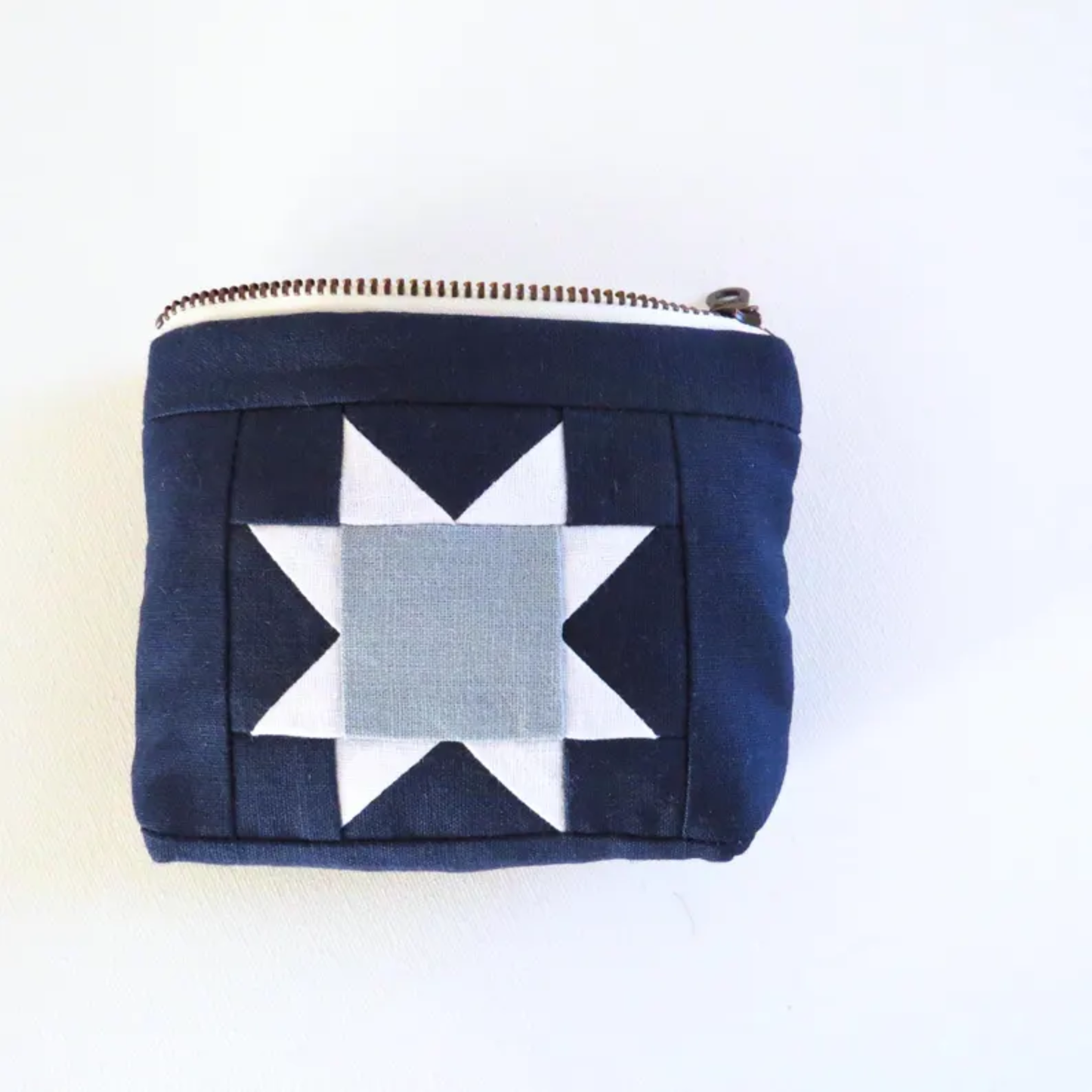 Navy Freedom Sawtooth Star Zipper Pouch