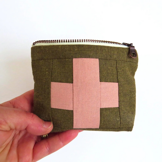 Mini Green First Aid Kit • Blush Pink Cross