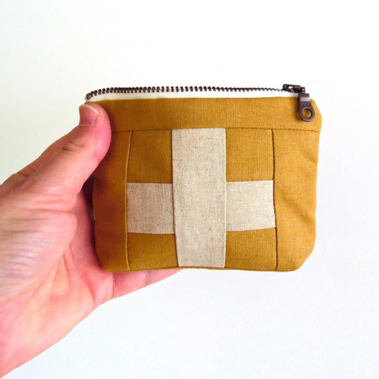 Mini Leather Tan First Aid Kit • Cream Cross