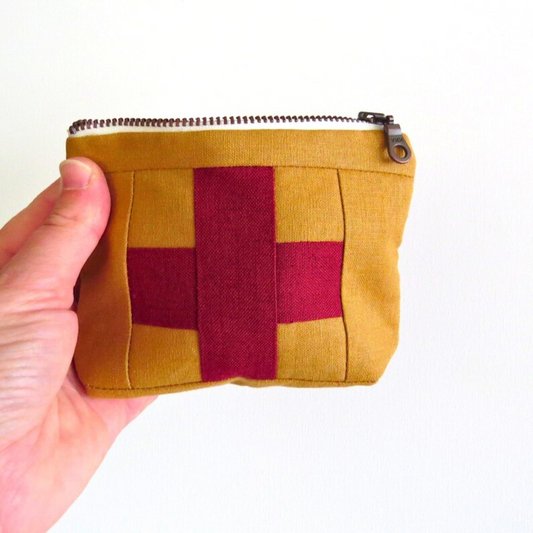 Mini Leather Tan First Aid Kit • Red Cross