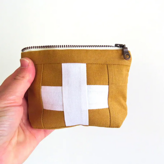 Mini Leather Tan First Aid Kit • White Cross