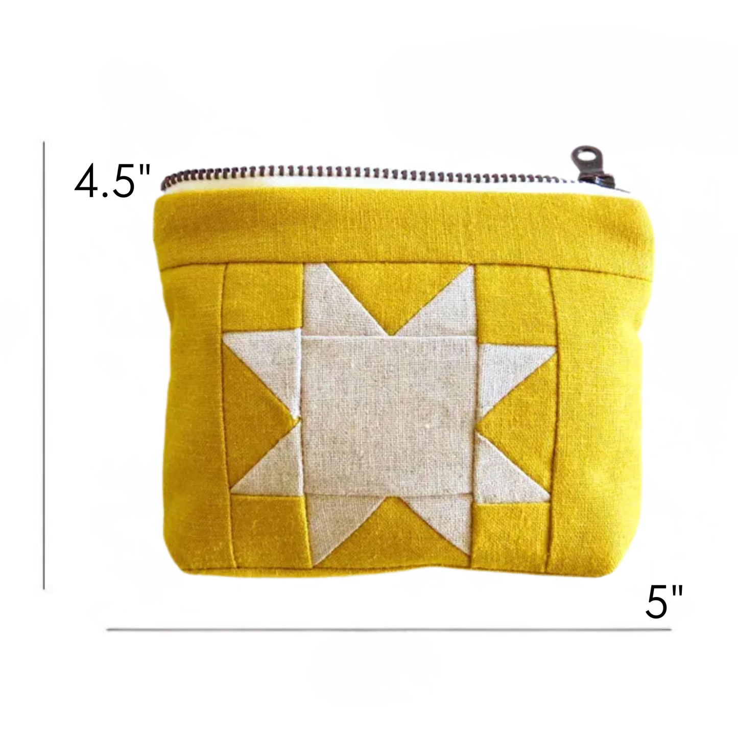 Yellow Sawtooth Star Zipper Pouch • Cream Star