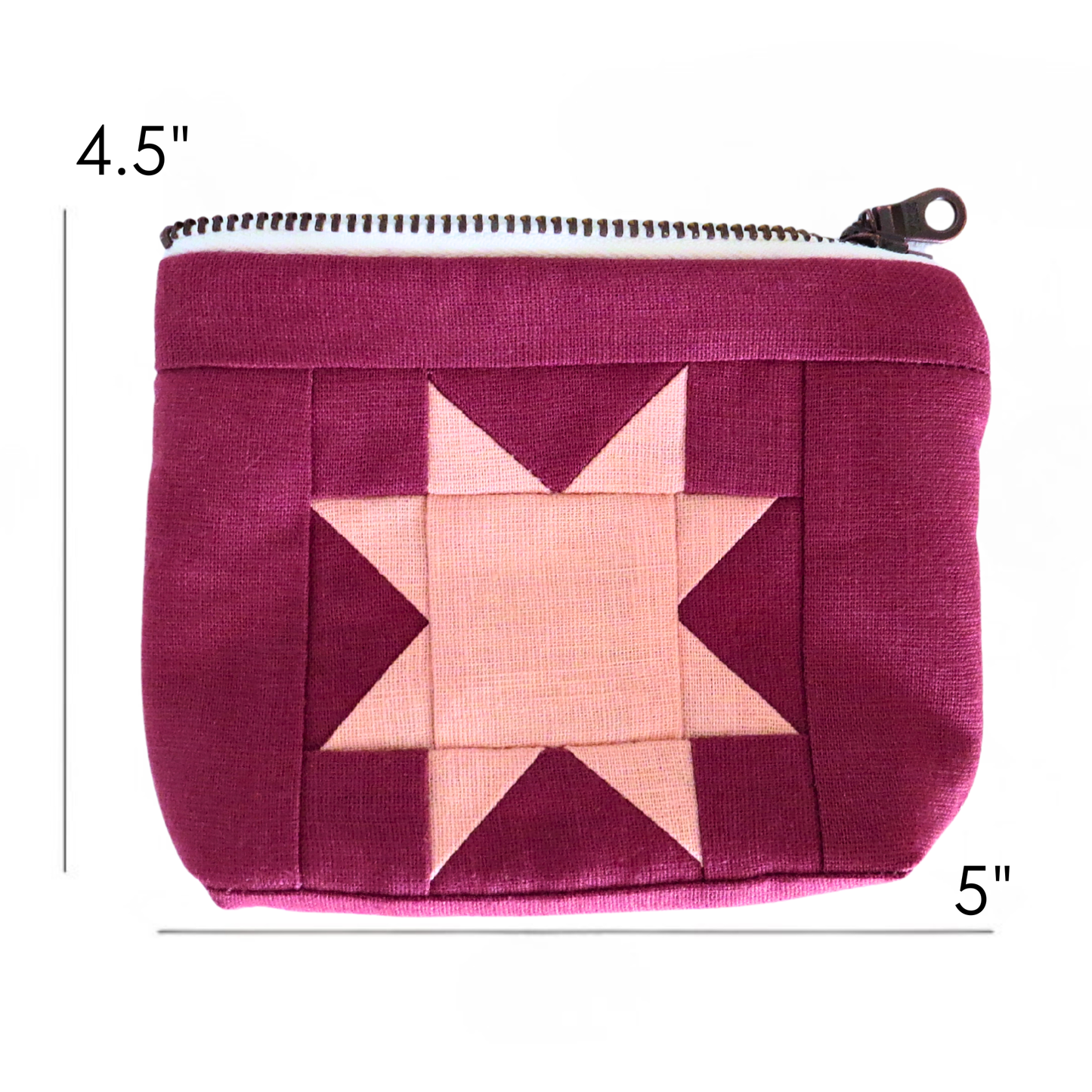 Mulberry Sawtooth Star Zipper Pouch • Rose Star
