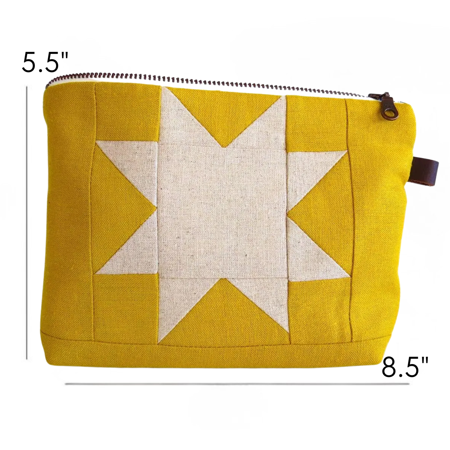 Medium Yellow Sawtooth Star Zipper Pouch • Project Bag