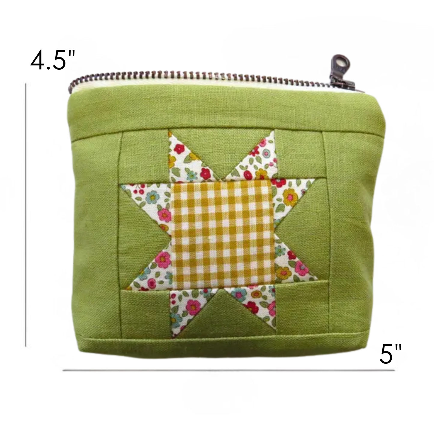 Avocado Sawtooth Star Zipper Pouch • Flower Star