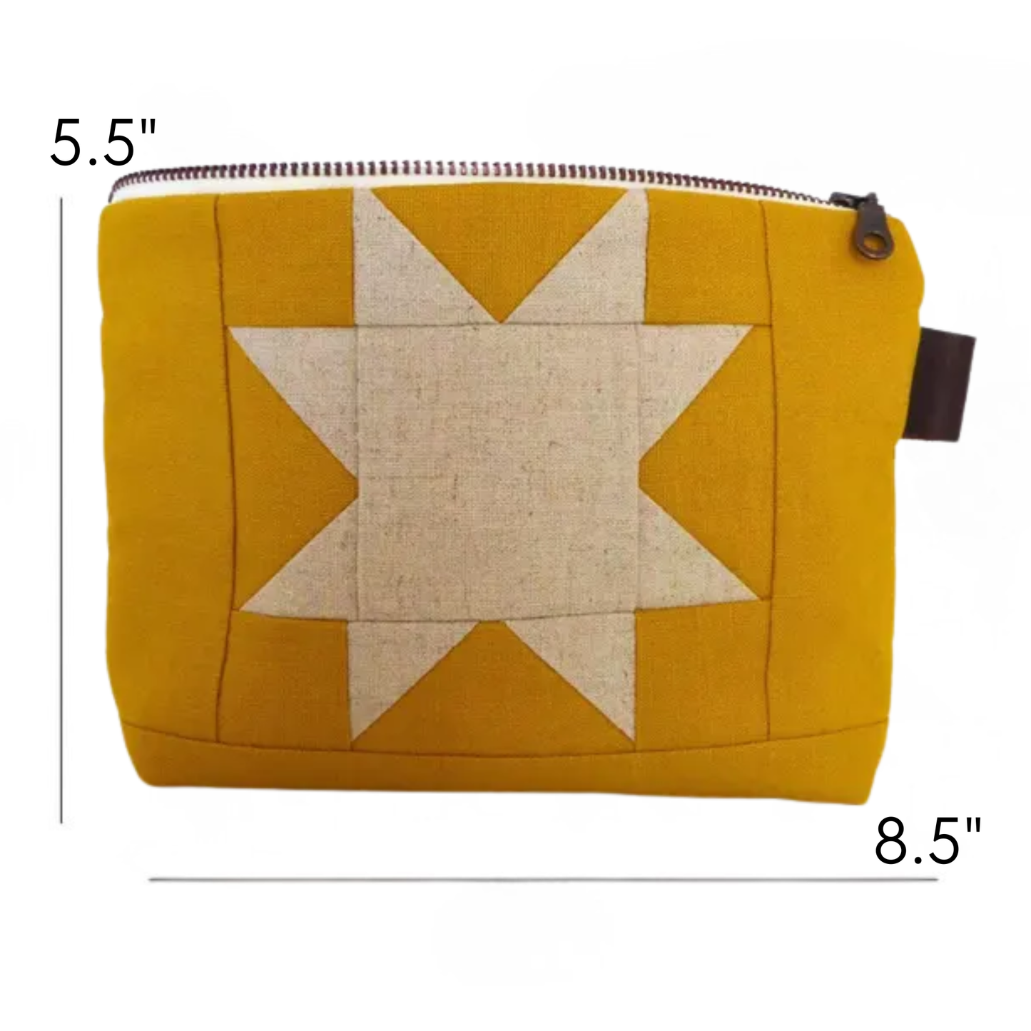 Medium Yellow Sawtooth Star Zipper Pouch • Project Bag