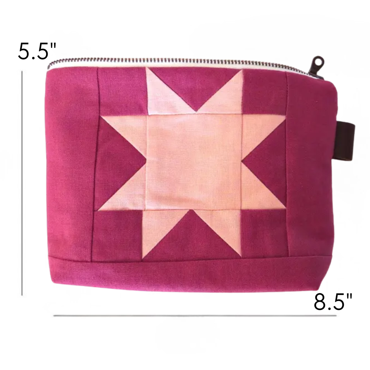 Berry Pink Yellow Sawtooth Star Zipper Pouch • Project Bag
