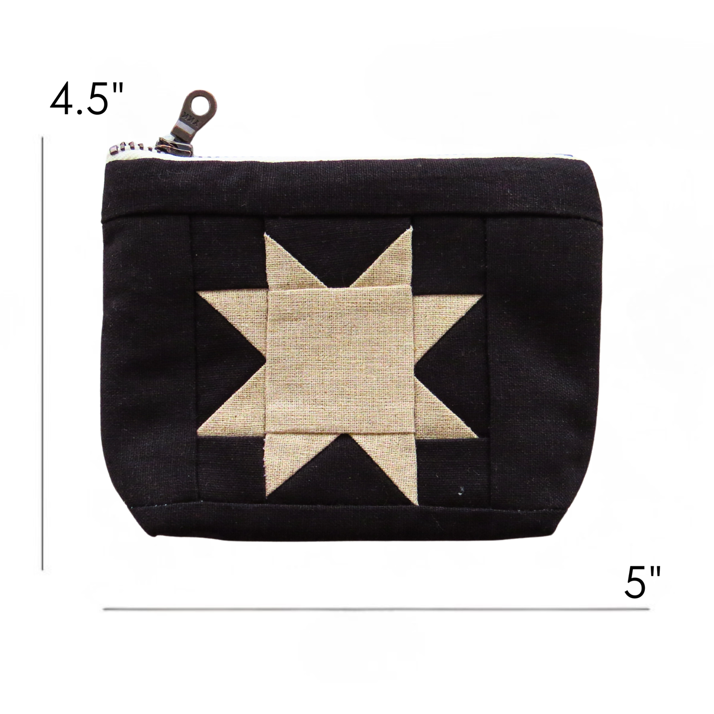 Black Sawtooth Star Zipper Pouch • Cream Star