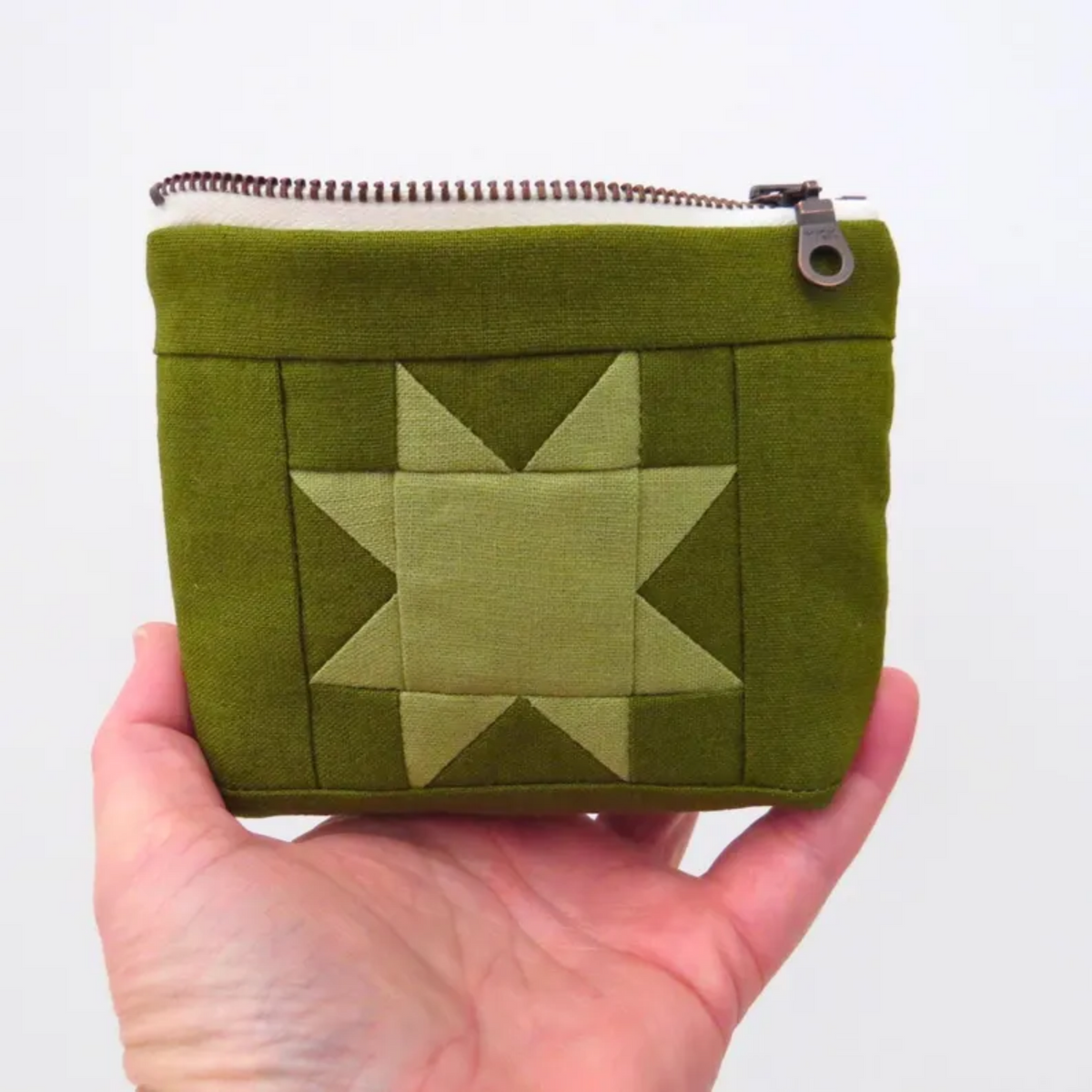 Green Sawtooth Star Zipper Pouch • Green Star
