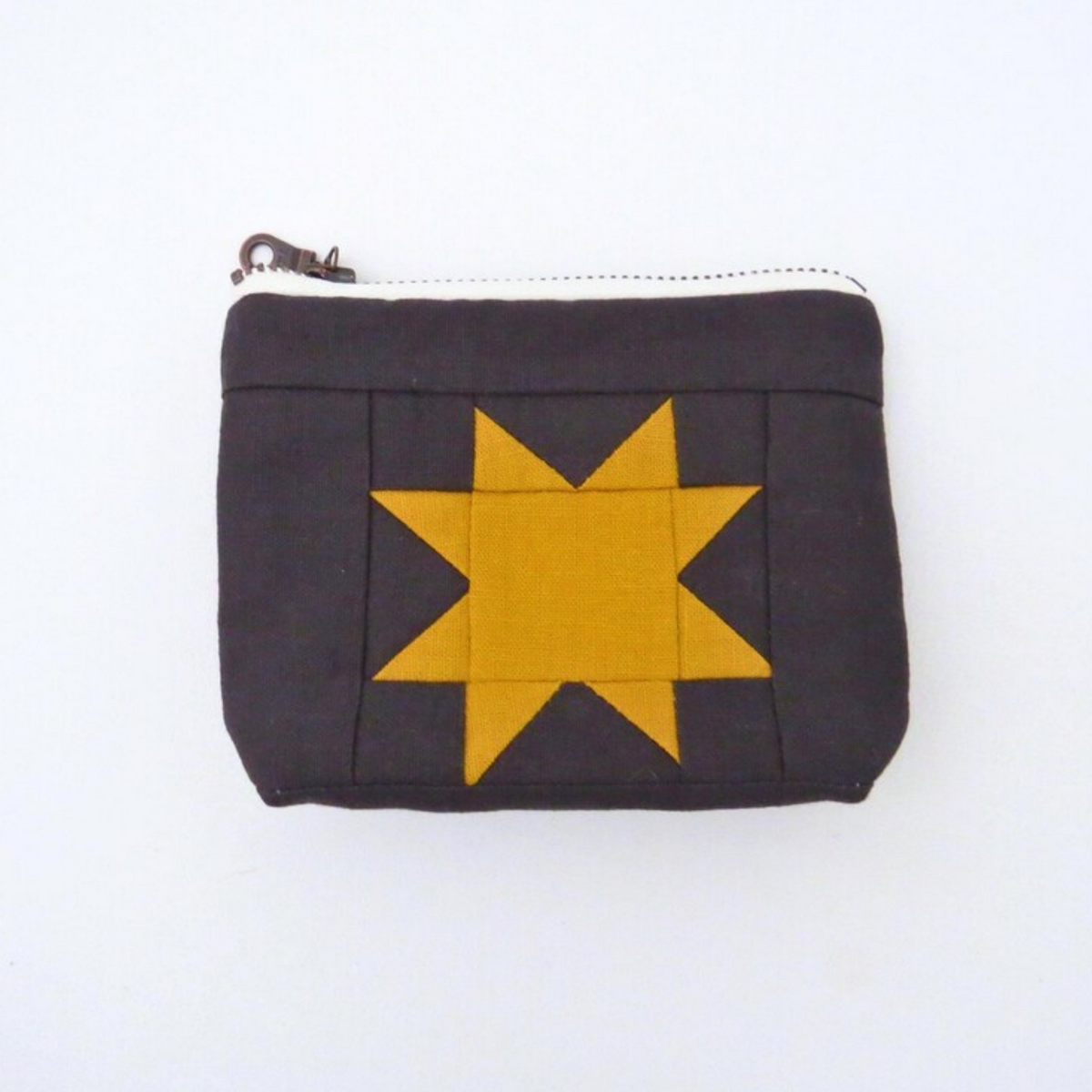Gray Sawtooth Star Zipper Pouch • Golden Star