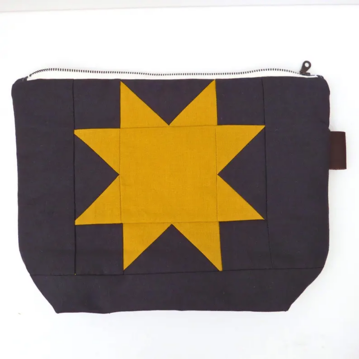 Gray Sawtooth Star Zipper Pouch • Golden Star