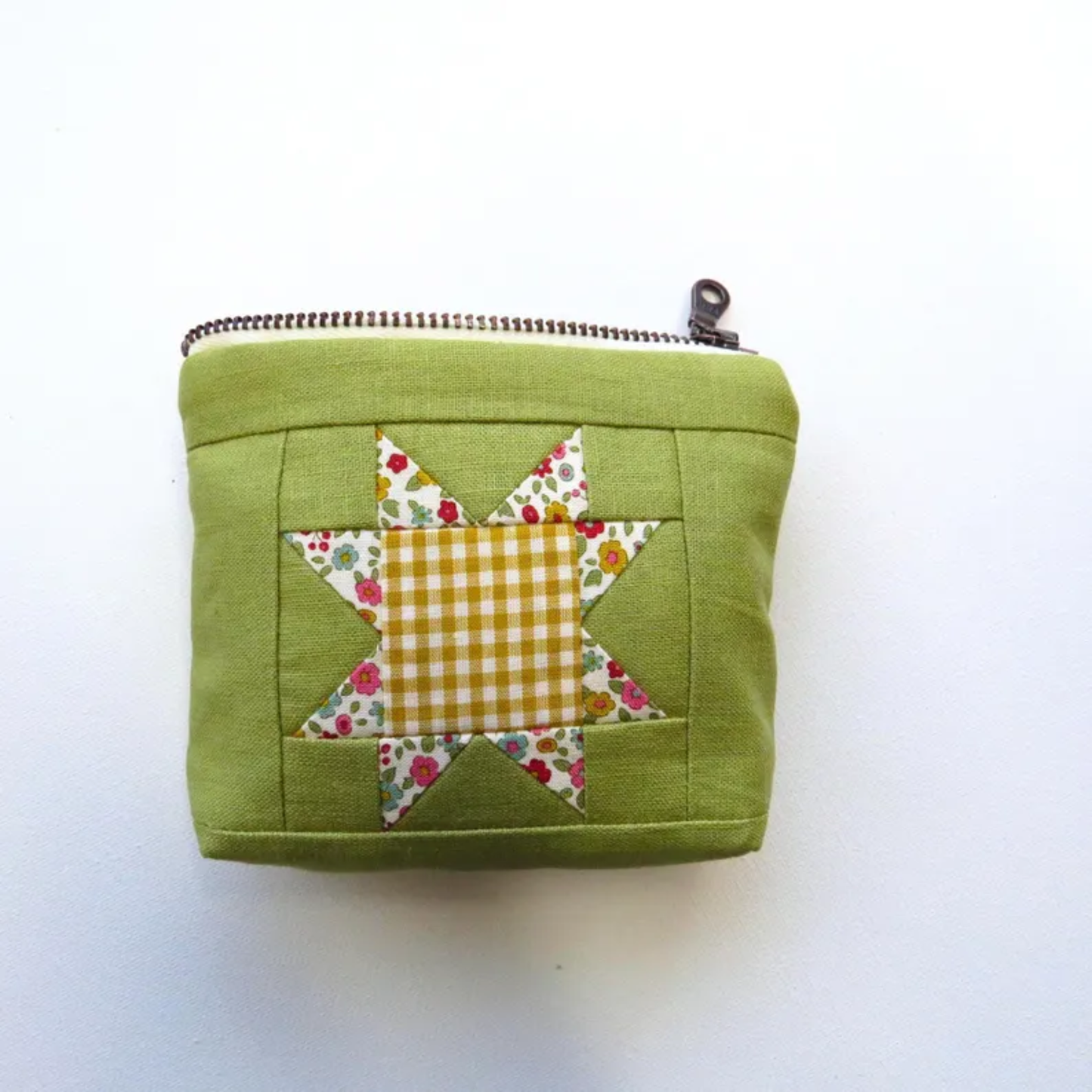 Avocado Sawtooth Star Zipper Pouch • Flower Star