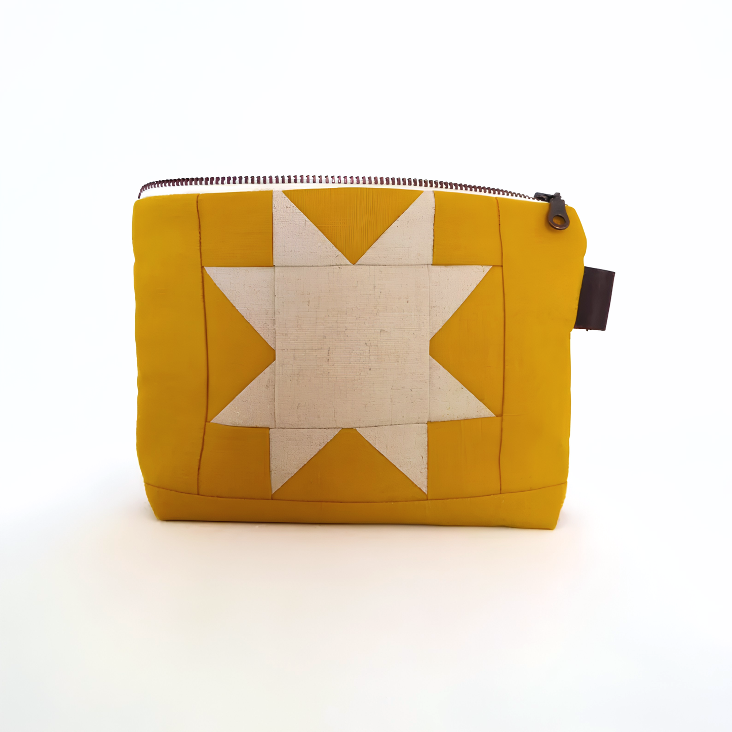 Medium Yellow Sawtooth Star Zipper Pouch • Project Bag